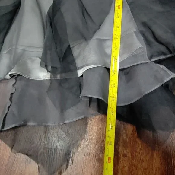 Luxury Whymisy Goth Rocker Glam Festival Mermaid Ruffle Long Gown Gray Womens S - Picture 12 of 14